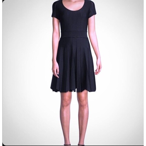 Anthropologie Shoshanna Black Pleated Cocktail Fit Flare Career Dress Medium Y22 - Picture 1 of 10